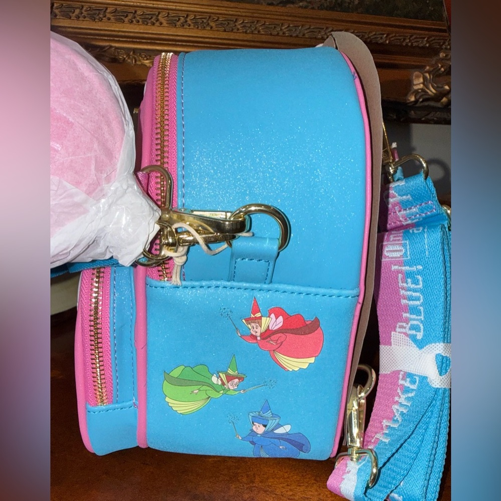 Loungefly Make it Pink Make it Blue Sleeping Beauty Convertible Mini Backpack - Picture 7 of 10